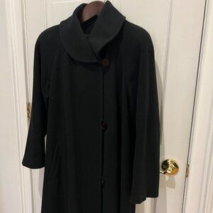 Anne Klein II Vintage Black Wool Long Coat – Union Made USA